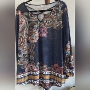 Dark Denim Blue "Look" Criss-cross Top